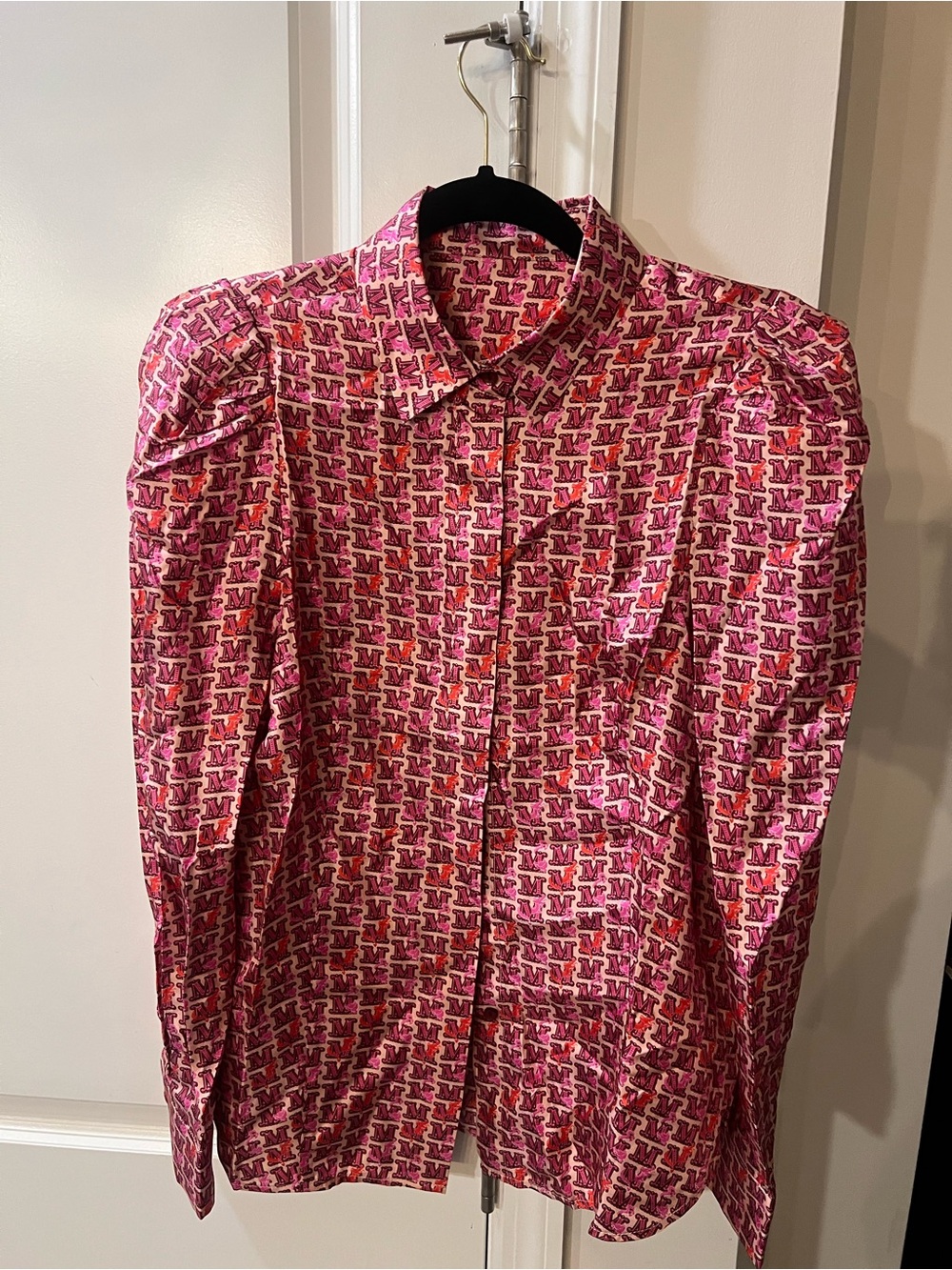 MaxMara Pink and Red Printed Button-Down Shirt